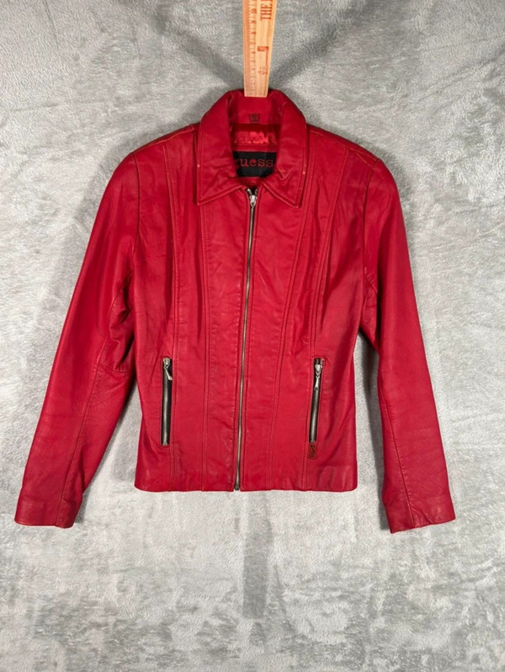 guess genuine leather biker jacket size S